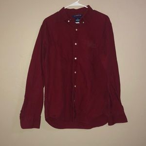 Maroon button up shirt